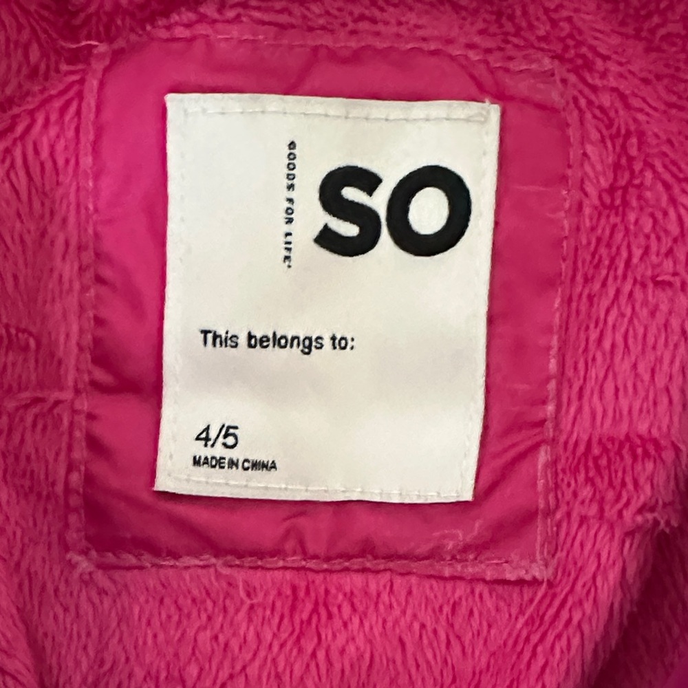 SO Kids Pink/Purple Puffer Jacket- size 4/5 - Picture 9 of 10